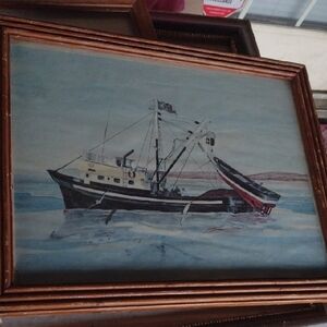 Nautical Framed Art with Black and Blue Tones